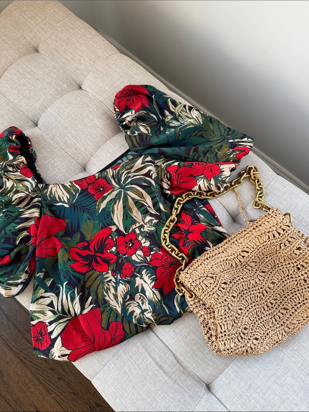 Zara Floral Puff-Sleeve Women's Top